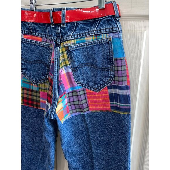 Fredericks Of Hollywood / Lee Vintage  Womens Reclaimed Recycled Patchwork Jeans - Picture 7 of 11